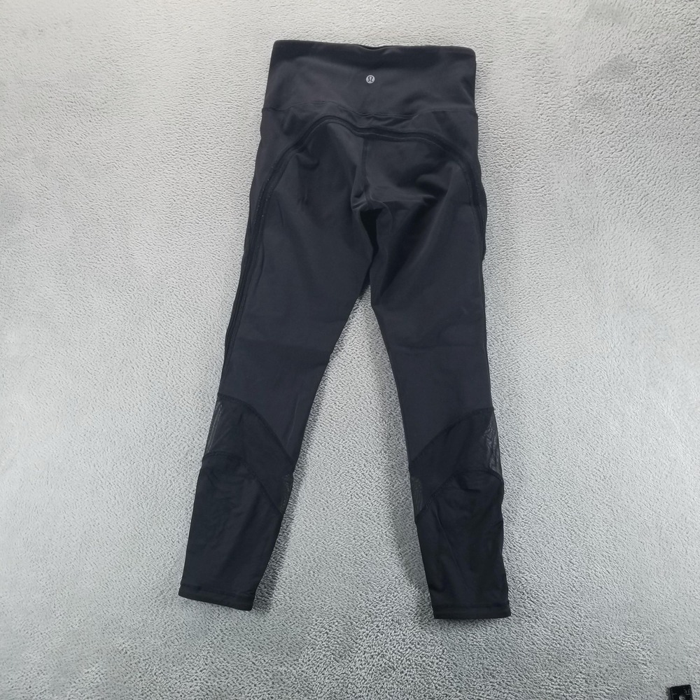 Lululemon Leggings Womens 6 Black Fresh in Mesh Tight Cropped Gym Yoga‎ Workout - Picture 2 of 9